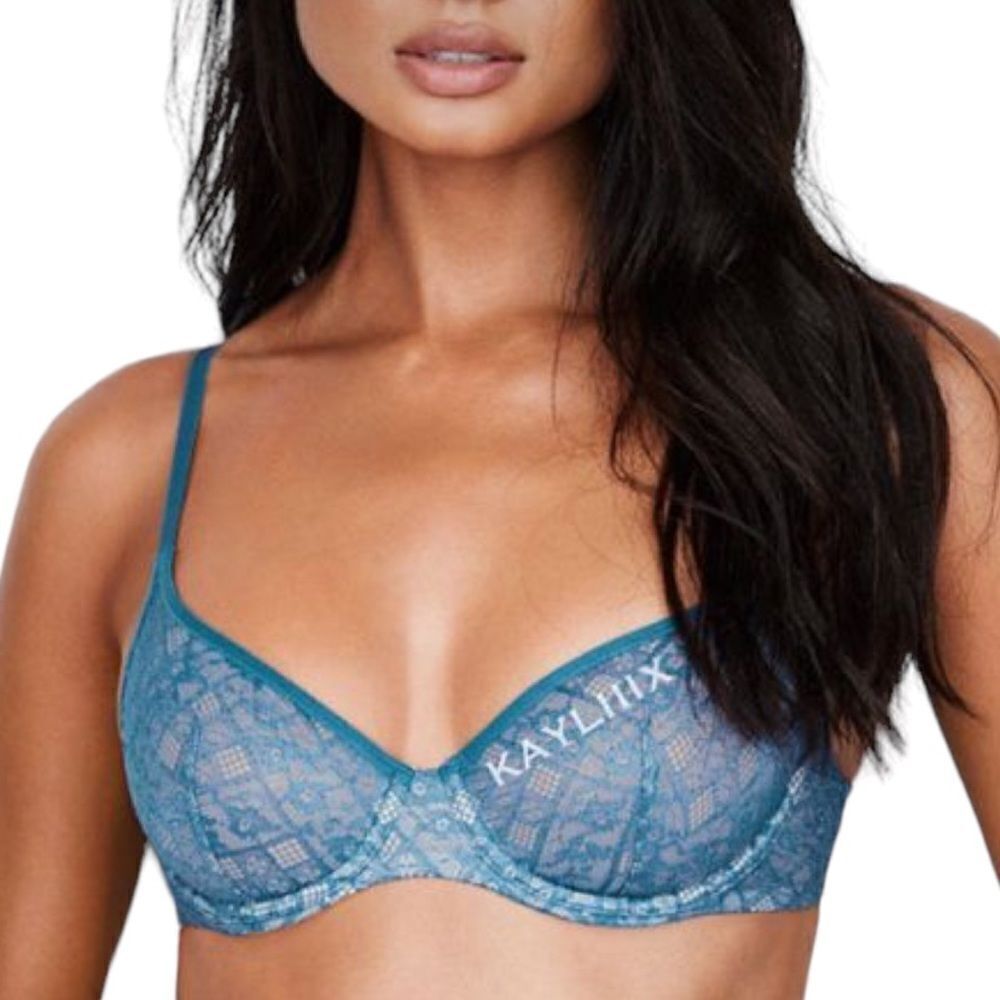 Victoria Secret Blue Lace Sexy Unlined Demi Lingerie Bra